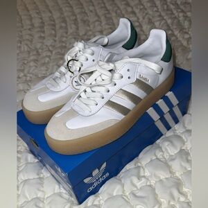 Adidas Samba White and Tan Sneakers